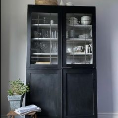 black painted scandi style vintage display cabinet